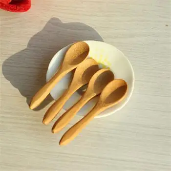 

Hot Small Mini Wooden Spoons For Kids Honey Kitchen Using Condiment Spoon 9.2*2.0cm Cucharas Colheres