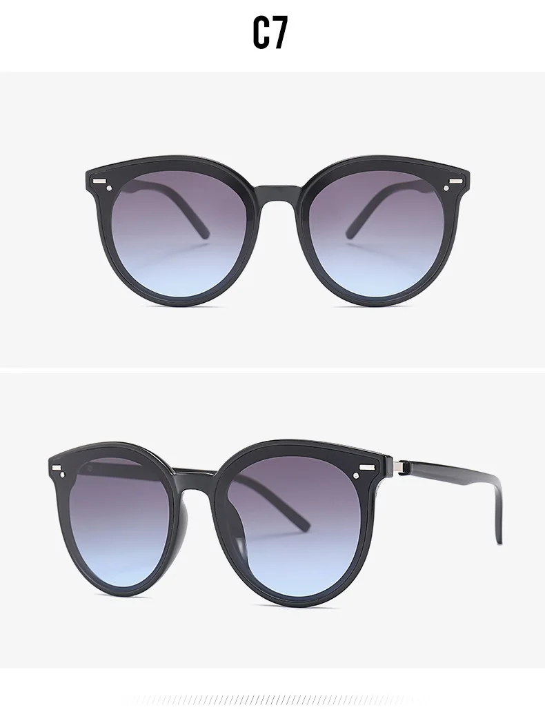 Faramita бренд дизайн для женщин круглый пластик негабаритных Защита от солнца очки Весна PC дамы солнцезащитные очки для глаз в форме кошачьего глаза солнцезащитный крем