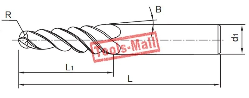 1 шт. R0.25-R1.0 x3.175 (1/8 ") Хвостовик 2 флейты Вольфрам твердого карбида покрытием конические сферическим концом дробилки конус и конус