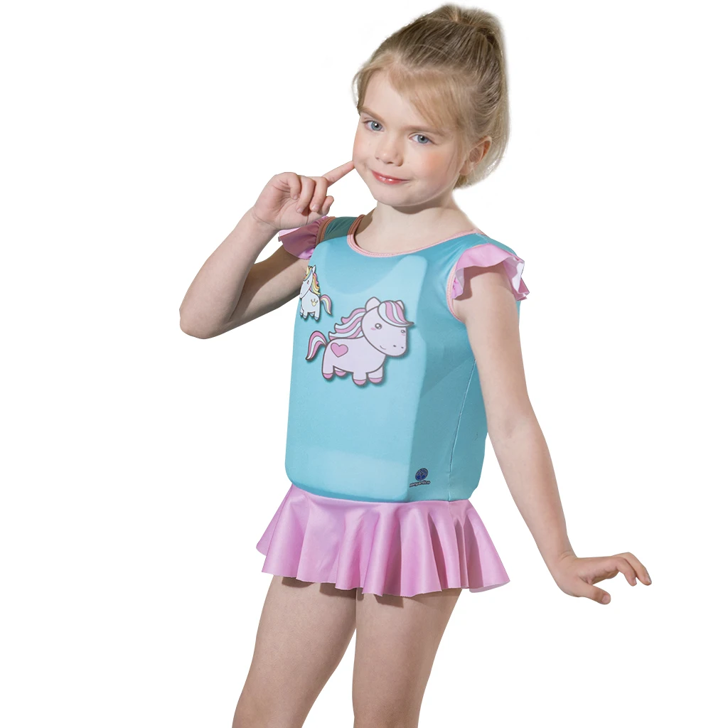 Megartico Float Suit with Adjustable Buoyancy Ruffled girls one piece swimsuit unicorn kids swimwear boys life jacket