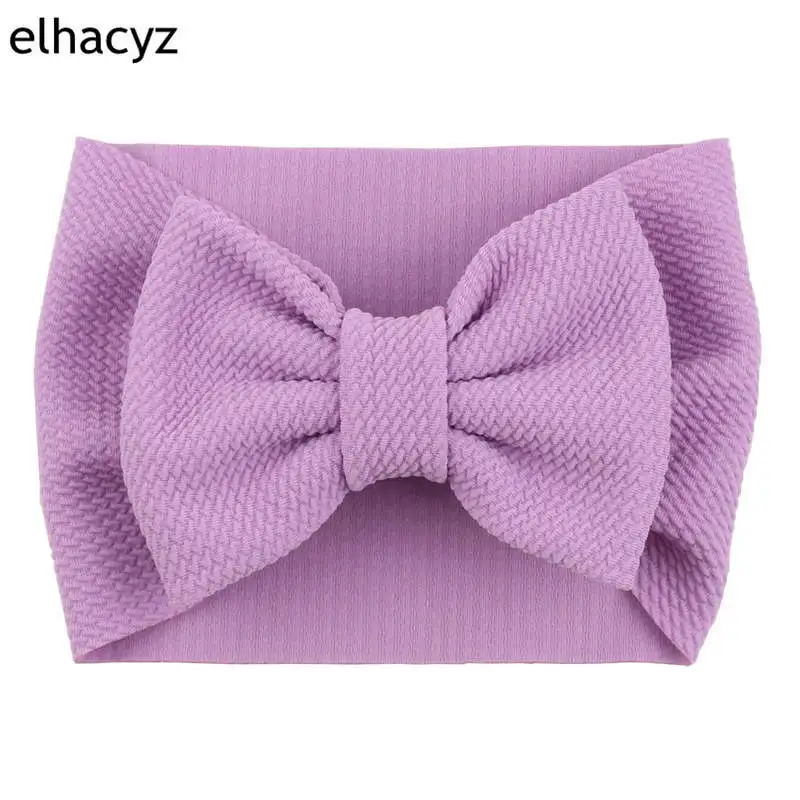 New Arrival Turban Popular 5'' Big Hair Bow Headband For Girls Headwrap Textured Fabric Elastic Kids DIY Hair Accessories - Цвет: 8