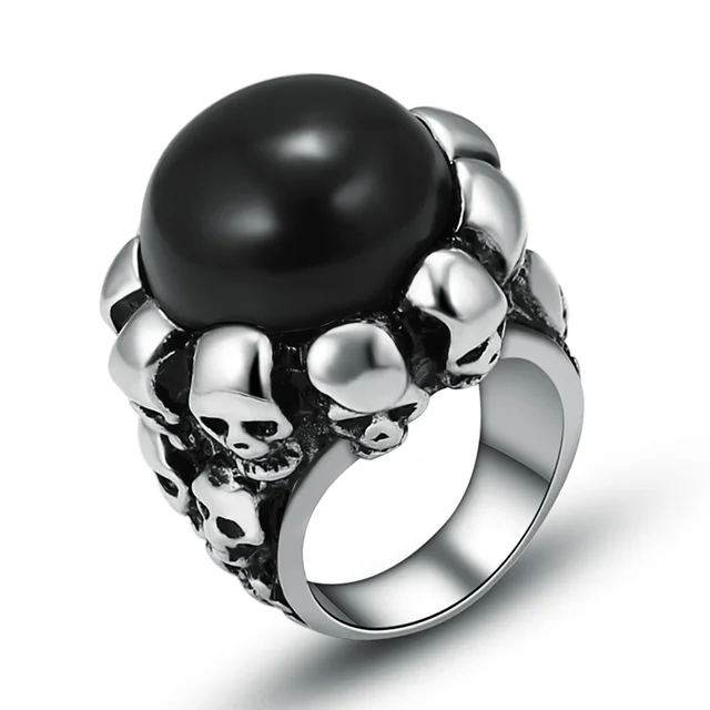 blackwhite color stone couple ring stainless steel skull wedding rings for men and women - Skull Wedding Rings For Men blackwhite color stone couple ring stainless steel skull wedding rings for men and women - Skull Wedding Rings For Men