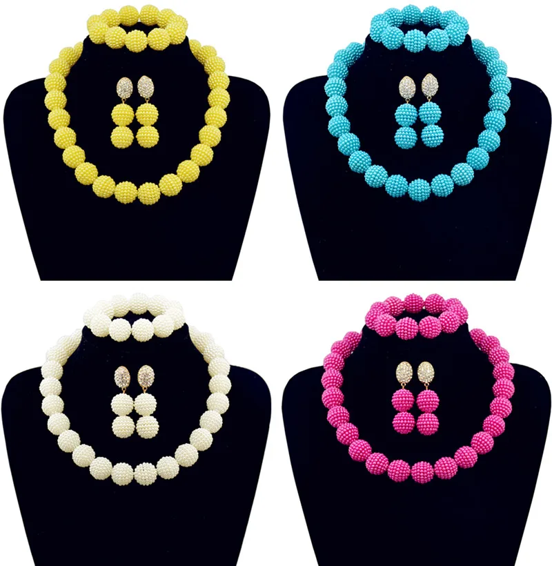 

Fashion African beads jewelry set Fuchsia beads bride jewelry nigerian wedding african beads jewelry Set Y-042
