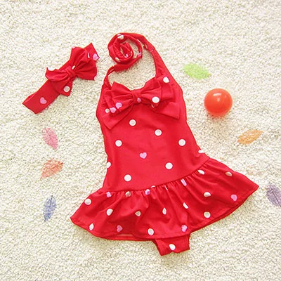 

Children Girls Cute Swimsuits 2-8 One-Piece Swimming Suits For Girls Summer Beachwear Lovely Red Dot Swimwear Kids Bathing Suits