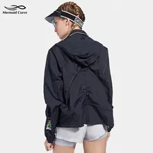 Женская Спортивная одежда для упражнений, свободное тонкое стильное пальто для фитнеса, летняя куртка с капюшоном на молнии спереди, Женская ветровка для бега