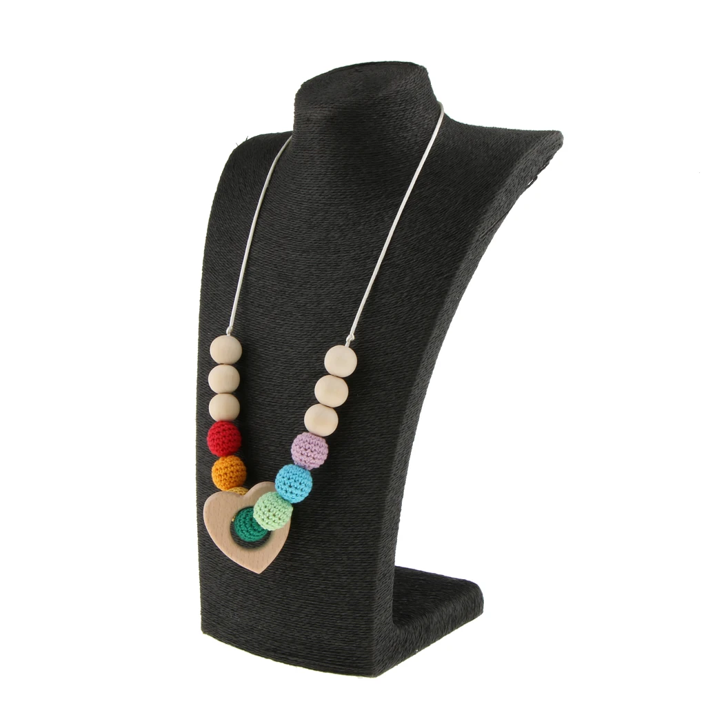 1Pc Wooden Crochet Beads Necklace Teether Baby Chew Grasping Nursing Teething Toy for Babies Infant Toddlers
