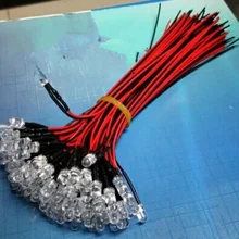 20 штук 12 В с кабелем светодиодный 5 мм светодиодный лампы шарик светодиодный люминесцентные трубки светодиодный длина линии 20 см белый /красный/синий супер яркий светодиодный с кабелем