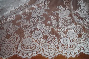 

1yard Chantilly lace fabric, off white Chantilly lace fabric Sewing supplies