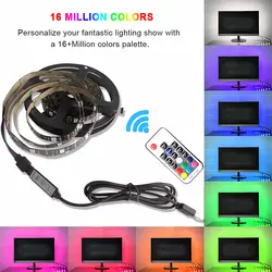 SMD 5050 RGB Светодиодные ленты DC 5 V USB светодиодный свет гибкие полосы IP20 не водонепроницаемый лента 1 м 2 м 3 м 4 м 5 м с пультом дистанционного