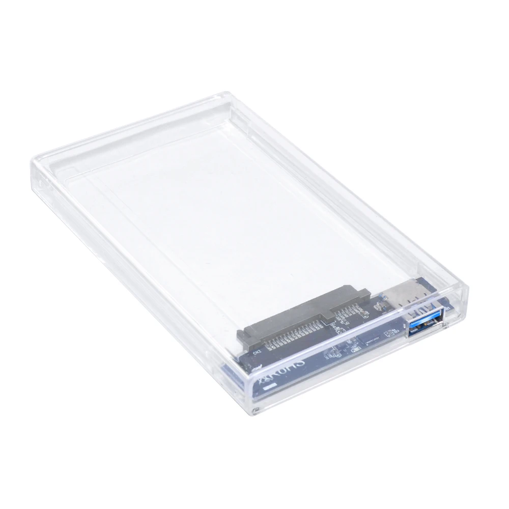 Дюймов 2,5 дюймов Прозрачный USB 3,0 на SATA 3,0 HDD случае инструмент Бесплатная 5 Гбит/с Поддержка 2 ТБ жесткий диск Корпус для тетрадь ноутбука
