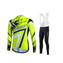 Fastcute зима Термальность флис задействуя Джерси Спорт Ropa Ciclismo Invierno колготки Устанавливает MTB с длинным рукавом велосипед Костюмы UUHL15A