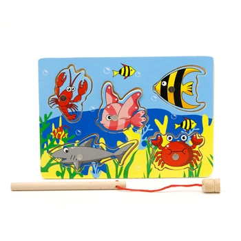 

Baby Wooden Magnetic Fishing Game Board 3D Jigsaw Puzzle Children Education