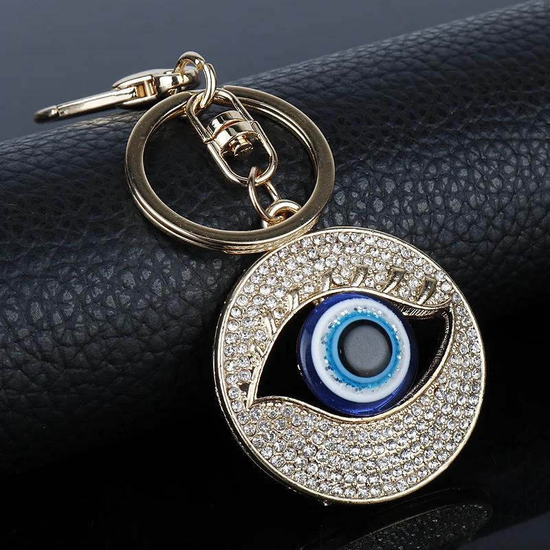 Metal Crystal Evil Eye Key Ring Keychain Women Charms Car Key HandBag