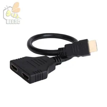 

High quality! HDMI 1 Male To Dual HDMI 2 Female Y Splitter Cable Adapter in HDMI HD LED LCD TV 300 pcs
