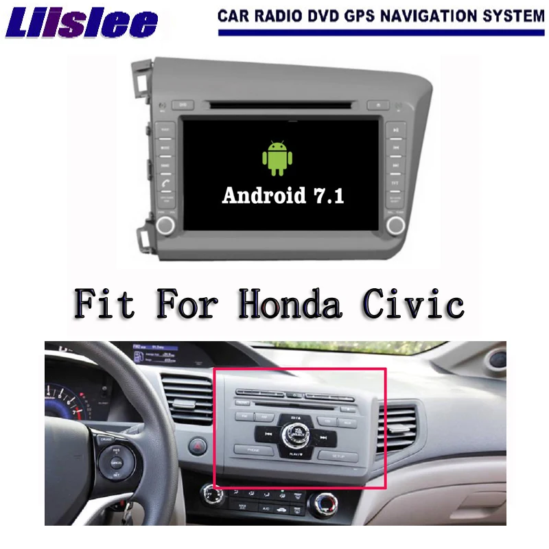 Sale Liislee For Honda Civic LHD 2012~2015 Android 7.1 2G RAM Car Radio Audio Video Multimedia DVD Player WIFI GPS Navi Navigation 0