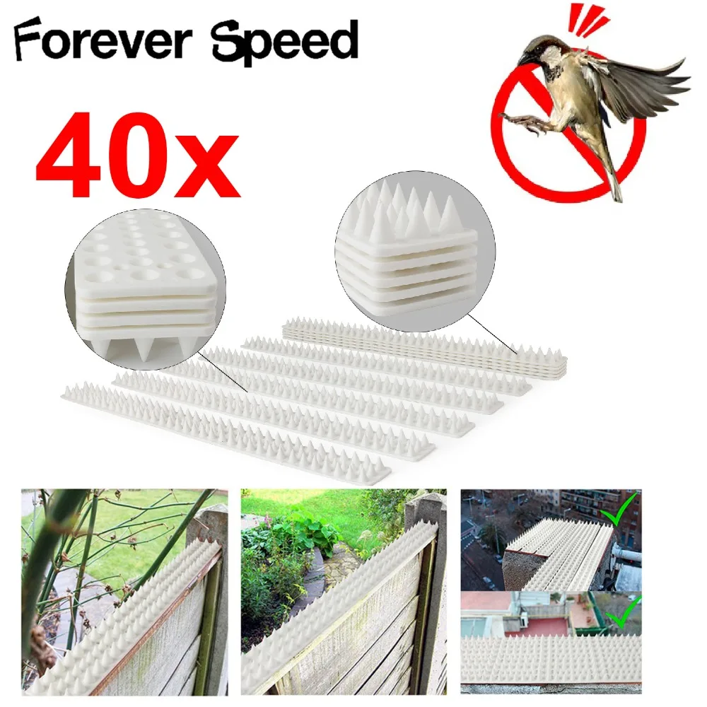 

40Pcs Bird Repeller Environmentally Plastic PP Pigeon Nail Anti-Dove Pest Control SPikes Harmless To Animal 49x4.5x2cm
