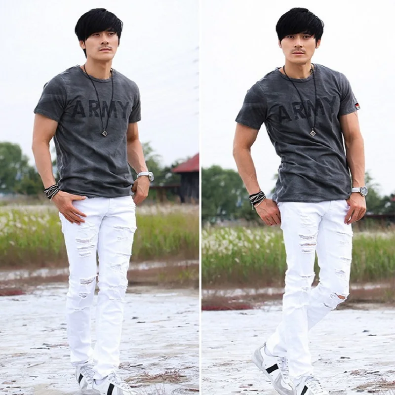 mens white skinny jeans outfit