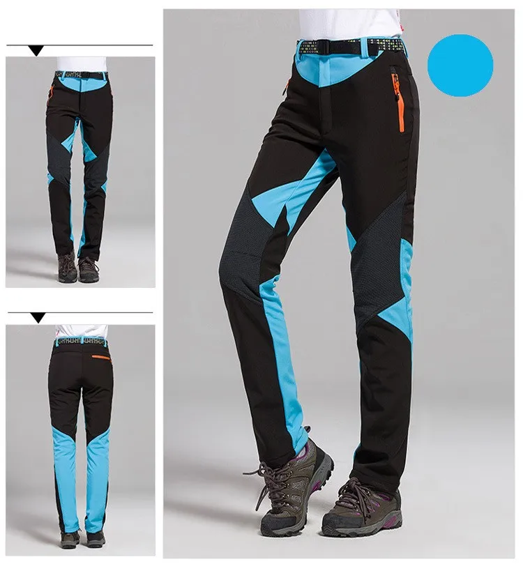 Caminhadas ao ar Inverno para Mulheres Outono à Prova de Vento Facecozy Retalhos Livre Calças Softshell Interior Fleeces Trekking & Acampamento Quentes 5 de vento interior fleeces trekking & acampamento calças quentes