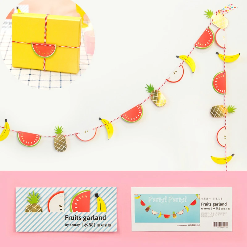 

Paper Fruit Summertime Garland Bunting Pineapple Banana Watermelon Apple Outdoor Hawaiian Party birthday decoration