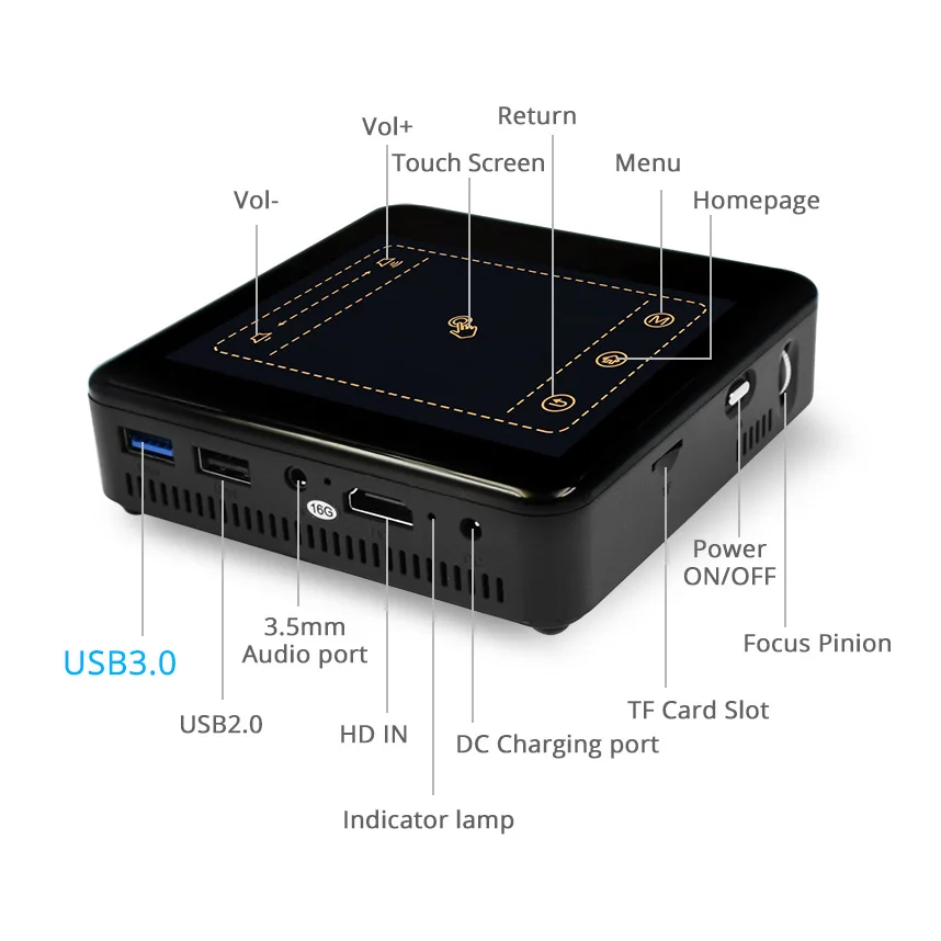 ThundeaL Android 7.1 Projector T20 Pico DLP Projector Touch Pad WIFI Bluetooth Mini Beamer 8000mAh Battery Projetor Home Theater