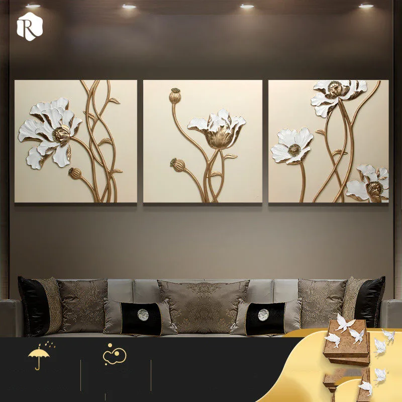 

Modern minimalist decorative painting Fu carving home decoration living room murals frameless paintings wall paintings embossed