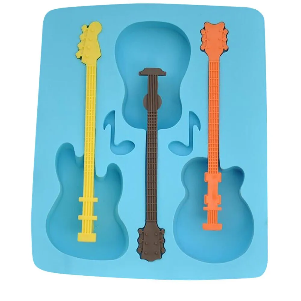 Форма для гитары силиконовая форма 3 даже 3D форма для шоколада форма для льда лоток форма для выпечки DIY Форма для приготовления запеканки форма для украшения торта# Z - Цвет: blue