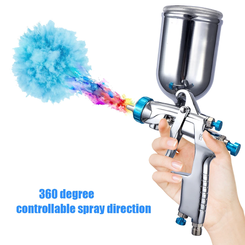

Professional Air Spray Gun Stainless Steel Machine with Gravity Feed Container Hand Manual Spraying Painting Tool