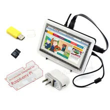 module Raspberry Pi 7 inch Rev. 2.1 1024*600 HDMI IPS LCD Touch Screen+Bicolor Case + 8GB Micro SD card + Power Adapter=RPi Acce