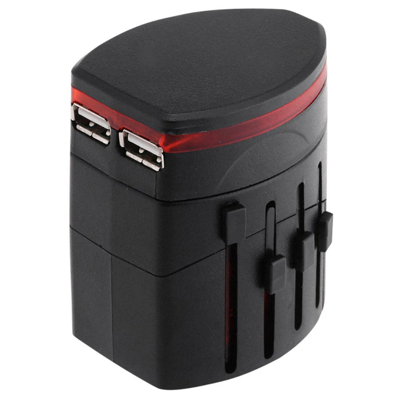 Универсальный адаптер для путешествий Tonbux с двумя usb портами и адаптером AU EU US
