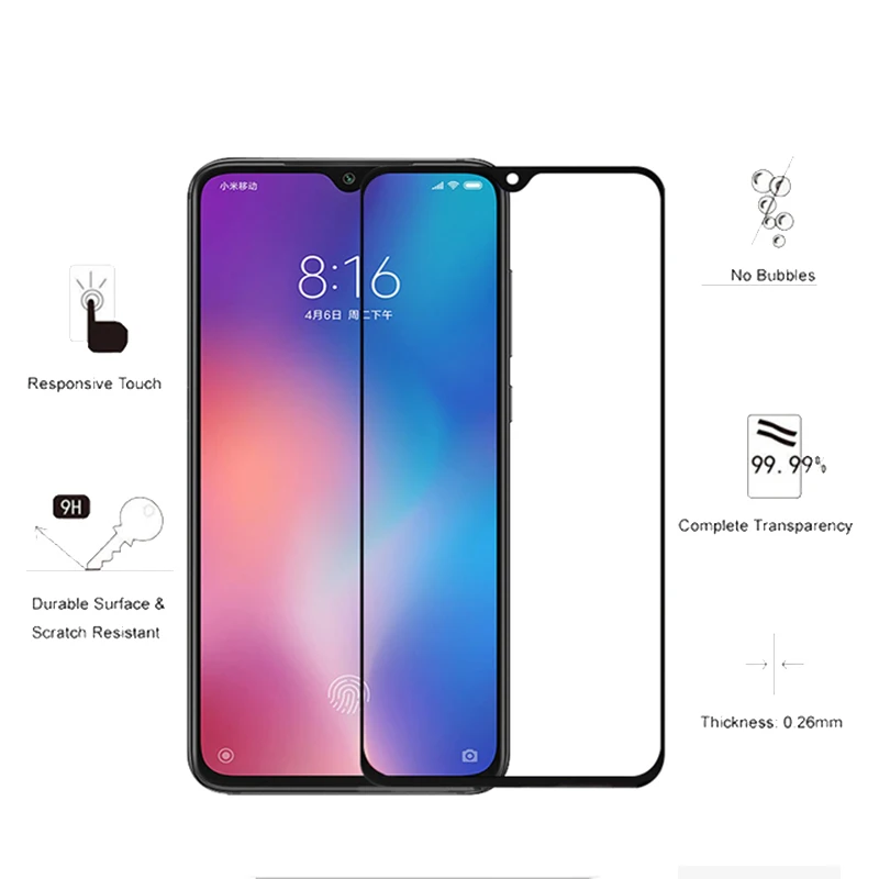 Защитное стекло для Xiaomi Mi 9 закаленное 8 Lite Mi9 Mi8 Mi8Lite экран Proetctor пленка полное