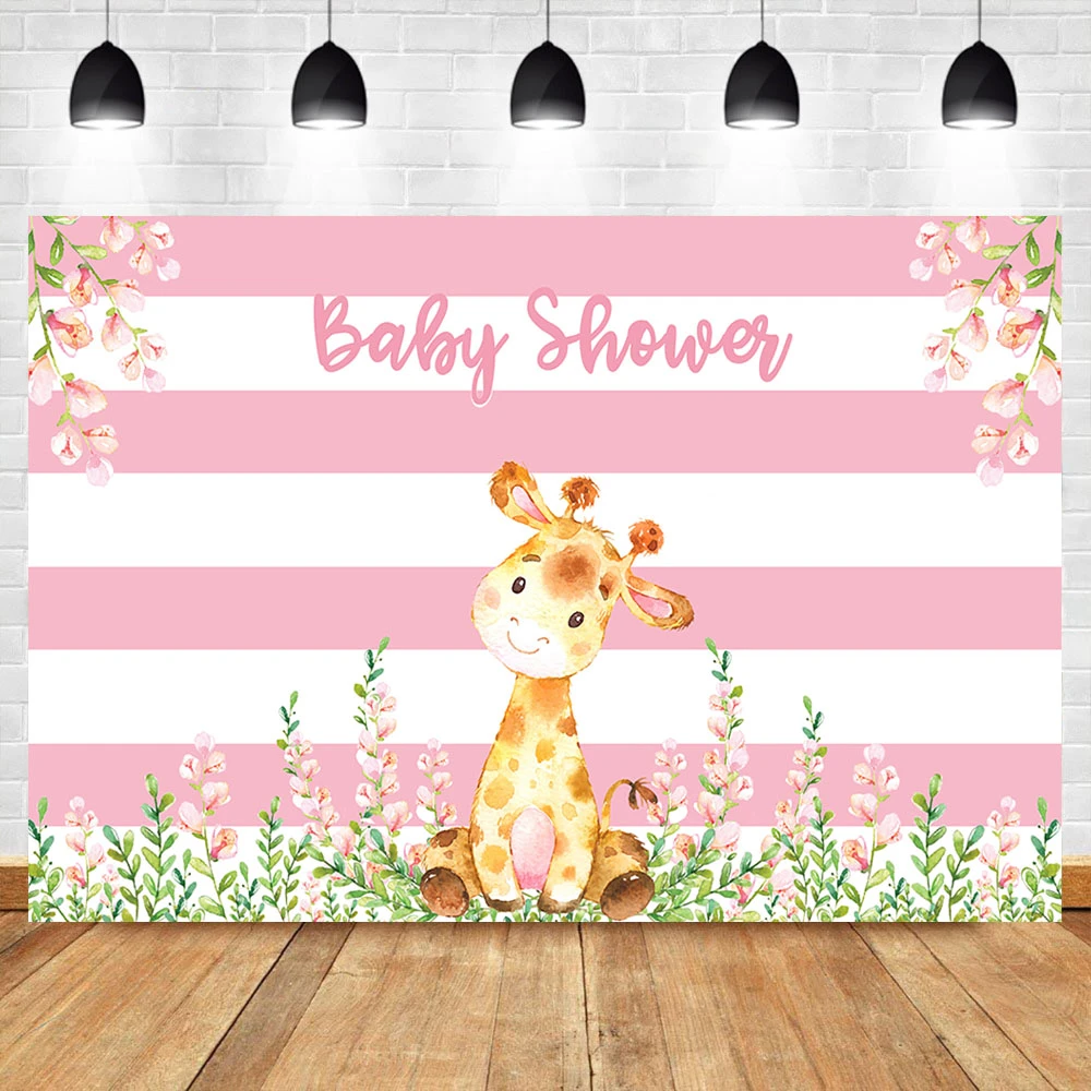 Neoback Giraffe Baby Shower Latar Belakang Berwarna Merah Muda Bunga Jerapah Fotografi Latar Belakang Giraffe Baby Shower Pesta Banner Latar Belakang Background Aliexpress