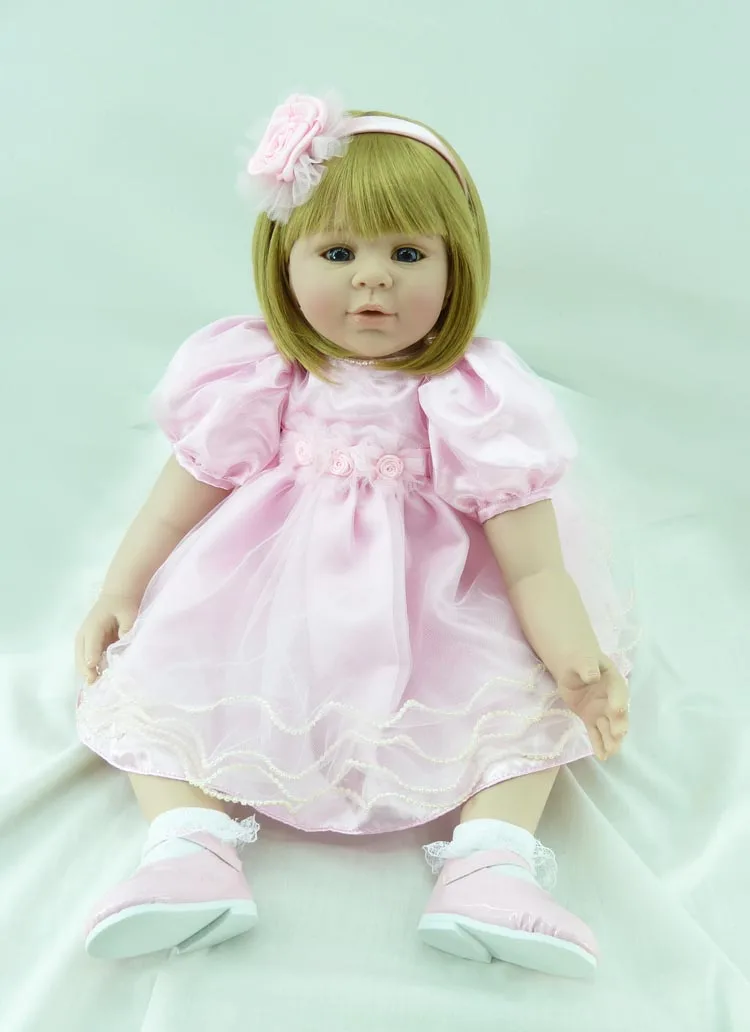 

58cm good quality Silicon Reborn Baby Dolls Smooth blond hair Alive Bebe Reborn Lifelike Sleeping Girl Babies Toys big gifts