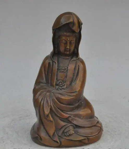 

S03621 7" china buddhism bronze seat Freedom Kwan-Yin Bodhisattva Goddess buddha statue (B0328)