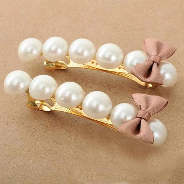 

2019 new 5 color bow pearl hairpin fashion geometric pearl hairpin for women wedding hair accessories 04