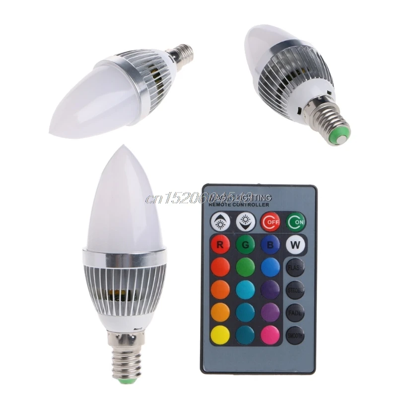 E12/E14 3 Вт RGB светодиодный ные лампы 15 цветов меняющая цвет Свеча светильник лампа с