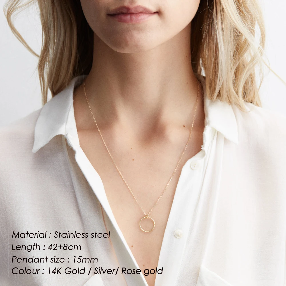 E-Manco, модное золотое ожерелье из нержавеющей стали, Женская Минималистичная круглая подвеска, ожерелье для женщин, Брендовое ожерелье, ювелирное изделие
