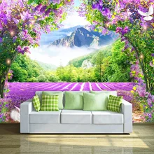 Пользовательские фото обои свежая Лаванда цветок лоза арка 3D обои Современная гостиная спальня диван украшение Papel де Parede