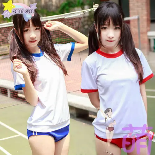 Ropa Deportiva bonita Escuela Japonesa para niñas, traje uniforme de Cosplay con bombachos, TOP clásico y pantalones cortos, conjunto de 2 Uds. rojo azul - AliExpress Ropa mujer