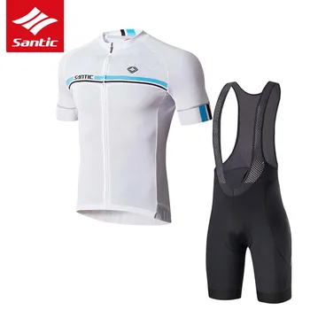 

Santic Cycling Set Men Pro Team Triathlon Cycling Skinsuit 4D Padded MTB Road Bike Jersey Set Bicycle Clothing Ropa Ciclismo