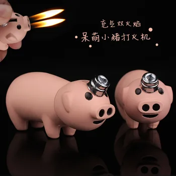 

3D Booger pig Inflatable lighter Fashion cigarette Metal lighters Windproof smoking Grinding Wheel Lighter Outdoor Tools