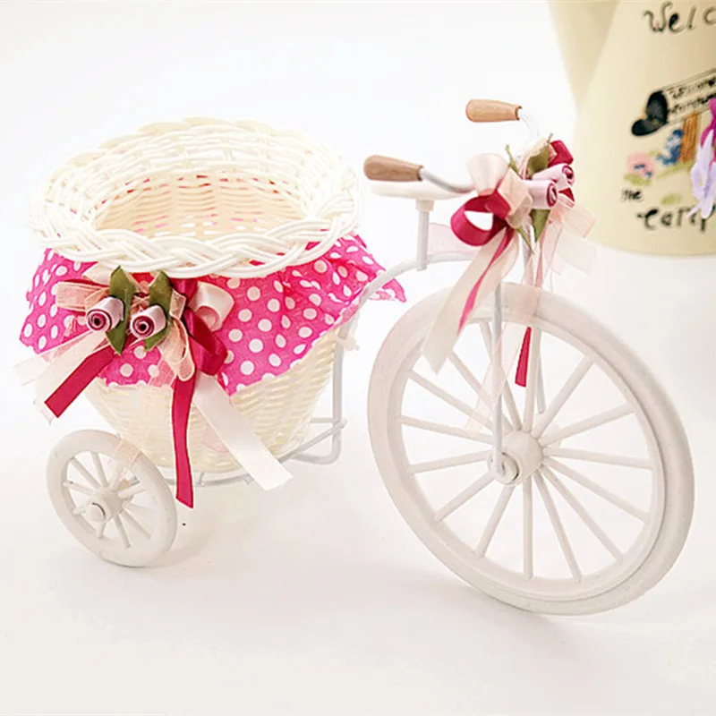 

Rustic aesthetic rattan cloth big bicycle fabric basket rattan flower beautiful small floats