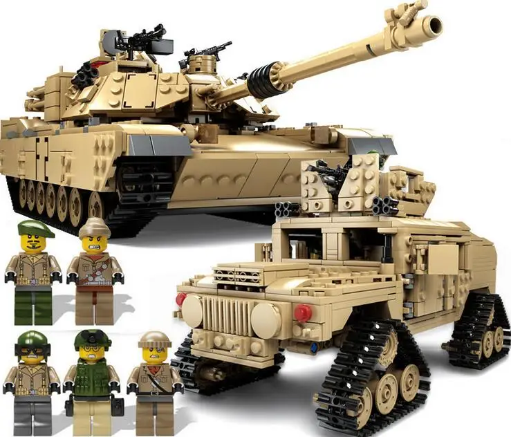 KAZI 10000 век военный M1A2 Abrams Танк пушка деформация Hummers автомобили Строительные