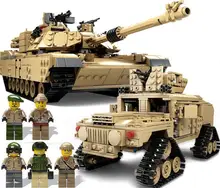 KAZI NEW 10000 Century Military M1A2 Abrams Tank Cannon Deformation hummer cars Building Free Shipping Blocks