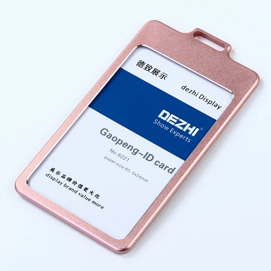 DEZHI глянцевый Бизнес ID держатель для карт с 1,5 см шейный ремень, металлический чехол для визиток с ремешком, индивидуальный логотип держатель - Цвет: pink no lanyard