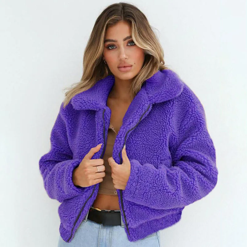 Lamb Fur Sweatshirts Fashion Women Autumn Winter Solid