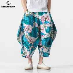 SHANBAO китайский стиль Творческий просторные шаровары 2019 сезон весна лето новый цветочный принт мужские большие размеры модные повседневные