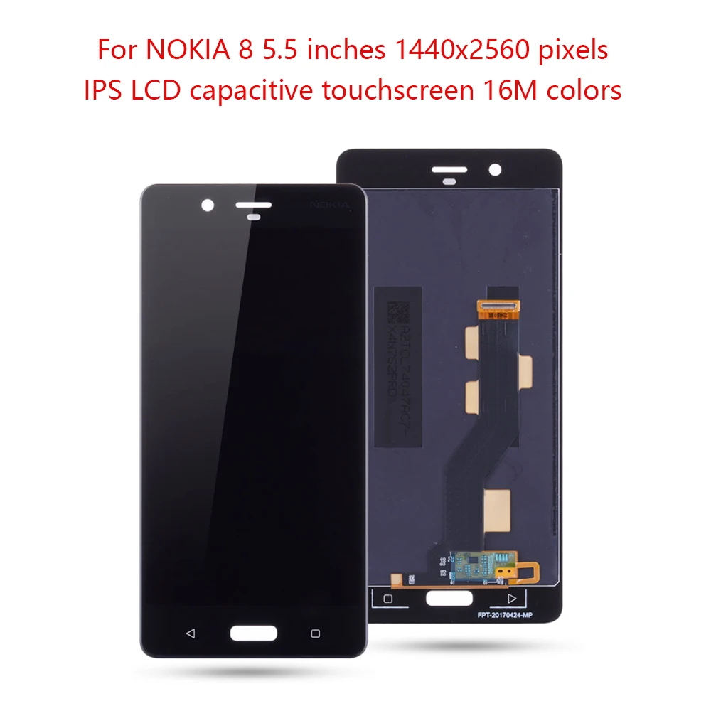 5," 1440x2560 Дисплей для NOKIA 8 ЖК-дисплей кодирующий преобразователь сенсорного экрана в сборе Замена дисплея ЖК-сенсорная панель lcd