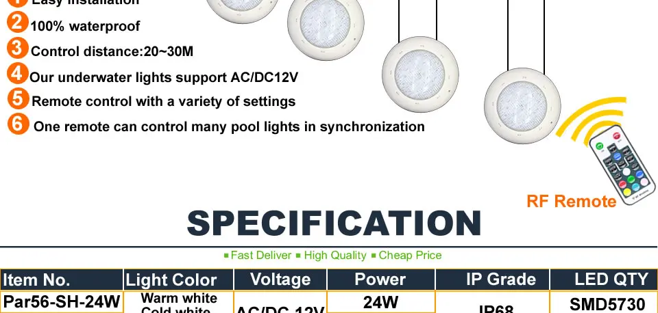 24 Вт 36 Вт подводный светильник AC/DC 12 В RGB+ пульт дистанционного управления открытый светильник ing IP68 водонепроницаемый светильник для бассейна Par56 Светодиодный пруд