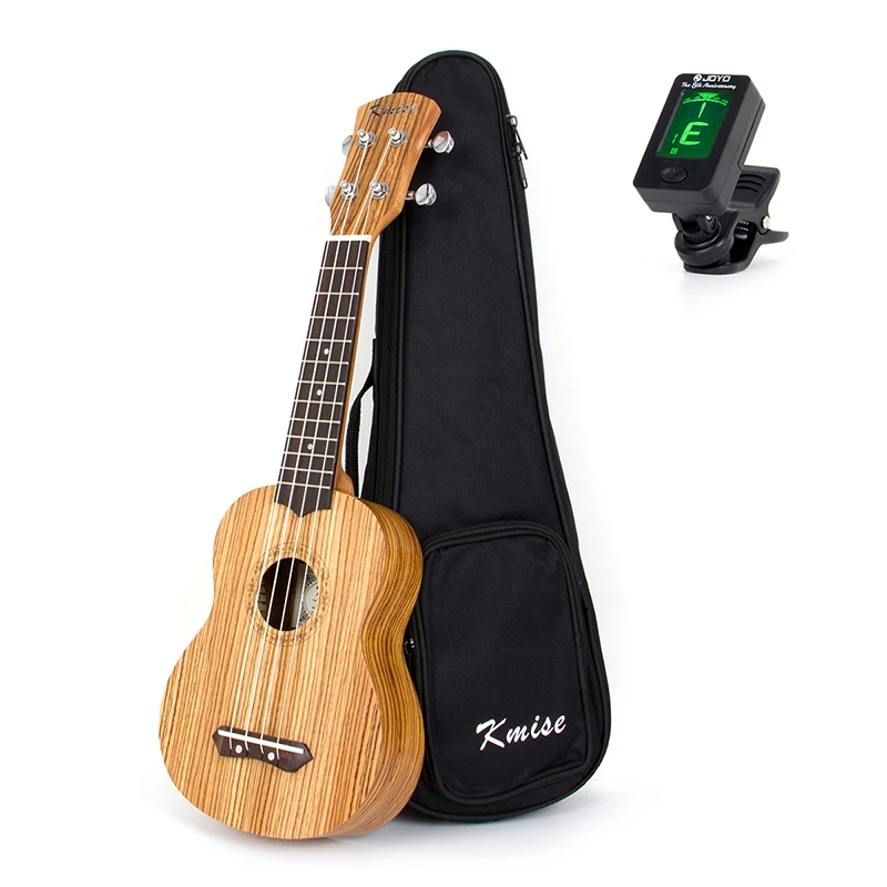 Kmise Soprano Ukulele 21 Inch Zebrawood Ukelele Uke 4 String Hawaii Guitar with Gig Bag Tuner 21 inch ukulele heat shaped sound hole suitable for beginners hawaii four string guitar ukelele bag tuner finger trainer