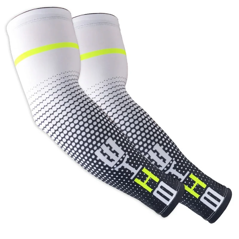 1 pair Cycling Arm Sleeve For Basketball Running Bicycle Arm warmers Camping Sports Sun Protection UV Fingerless Cove - Цвет: Белый